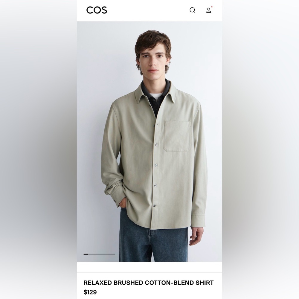COS Relaxed Brushed Cotton-Blend button up shirt in rust Size XL - Picture 8 of 9
